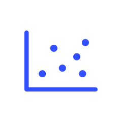 Blue scatter plot chart icon