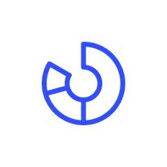 Blue pie chart icon on gray background