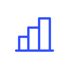 Blue ascending bar chart icon